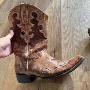 J.B. Dillon Square Toe Leather Western Cowgirl Boots Women’s Size 11B